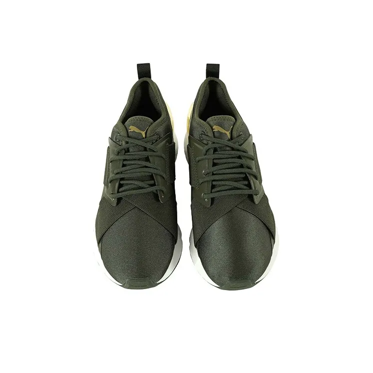 PUMA Muse X-2 Cushioned Slip-Resistant Low-Top Casual Shoes Women's Green Gold-1