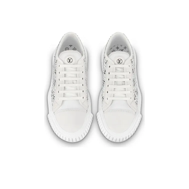 LOUIS VUITTON Lv Squad Sneakers 'White With Crystal Monogram' Women's-3