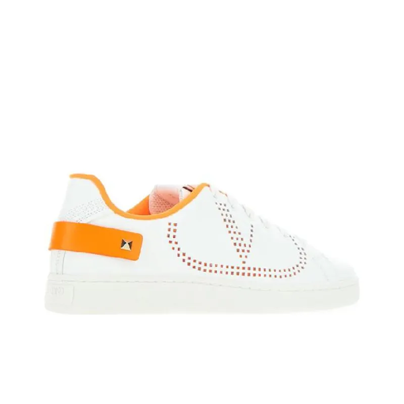 Valentino Backnet Skateboard Shoes Women's Low-Top White/Orange-4