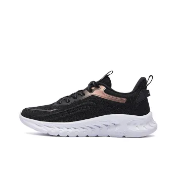 Erke Shock Absorbing, Non Slip, Wear Resistant, Breathable And Lightweight Low Top Running Shoes Women's Black Gold
