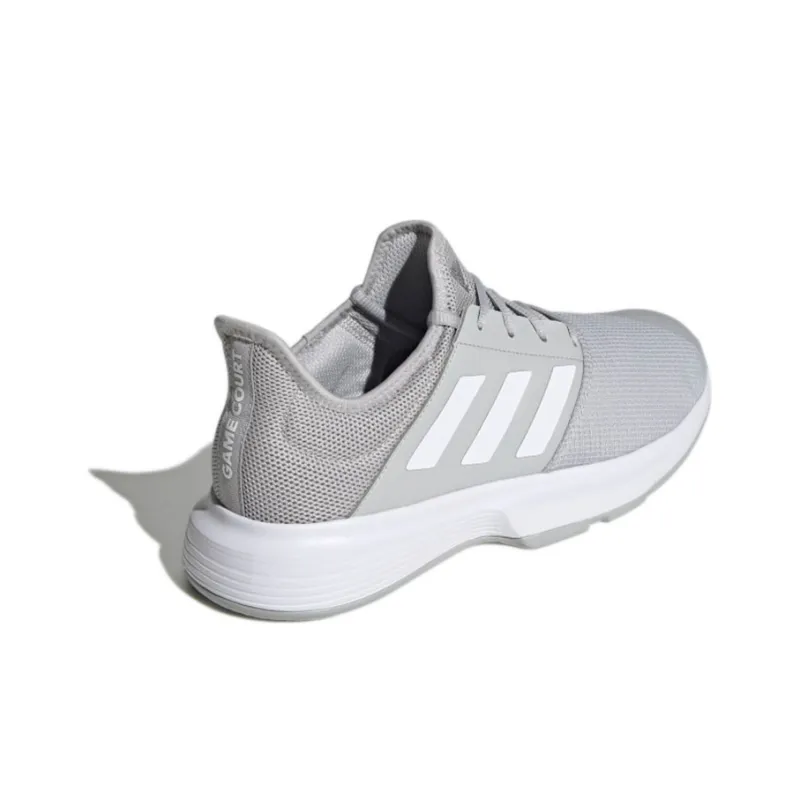 Adidas GameCourt Tennis Breathable Low Top Tennis Shoes Men's Gray White-3