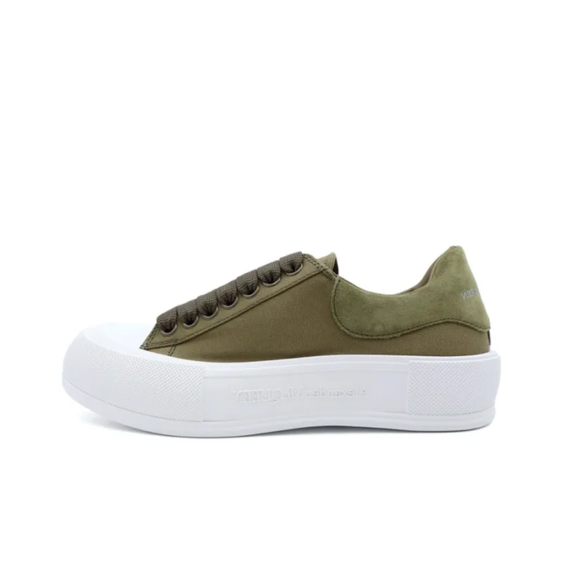 Alexander McQueen Deck Skate Plimsoll Lace Up 'Khaki Green'-0