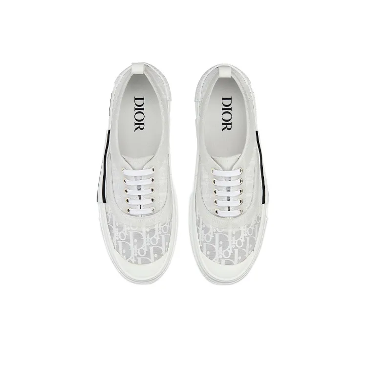 DIOR B23 Low White Oblique Canvas-4