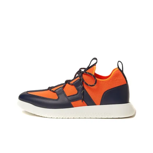 HERMES Duel Casual Shoes Men Low-Top Neon Orange/Marine Blue