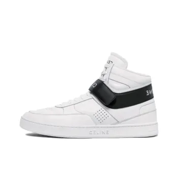 CELINE CT 03 Leather High Top Sneakers White Black