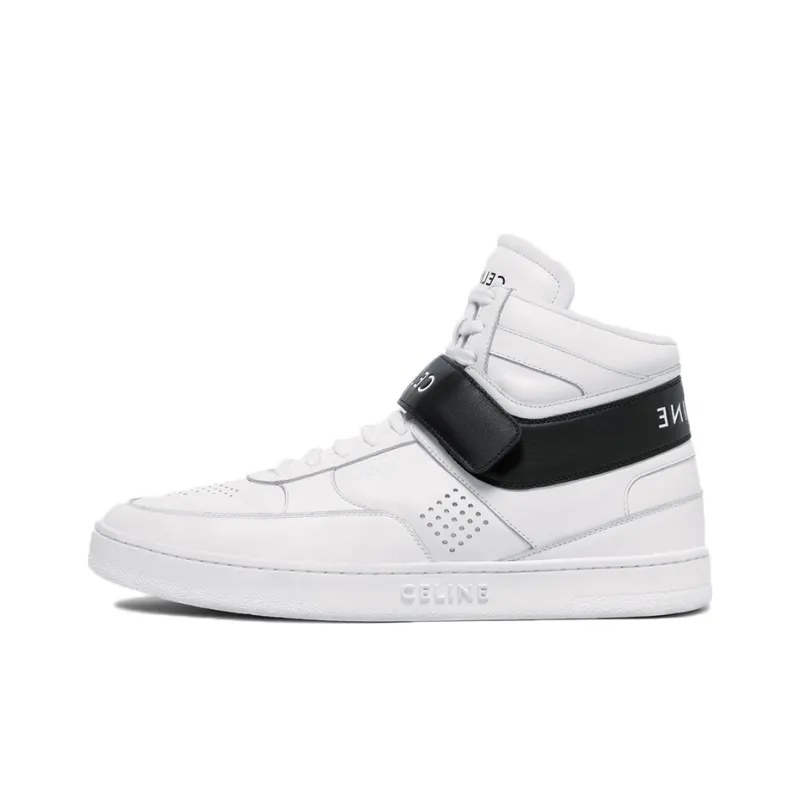 CELINE CT-03 Leather High-Top Sneakers White Black-0