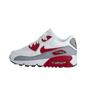 Nike Air Max 90 Cushioning Anti-Slip And Wear-Resistant Low-Top Athletic Shoes GS White Gray Red