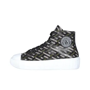 VERSACE La Greca High Top High Top Stylish Skateboarding Shoes Women's Black Green