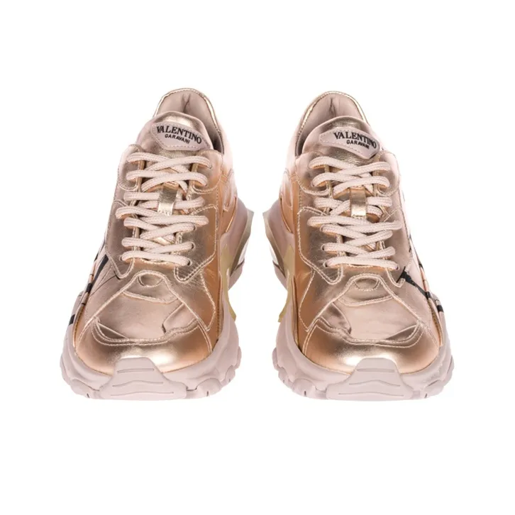 Valentino Women's Bounce 'VLTN Logo - Metallic Blush Pink'-2
