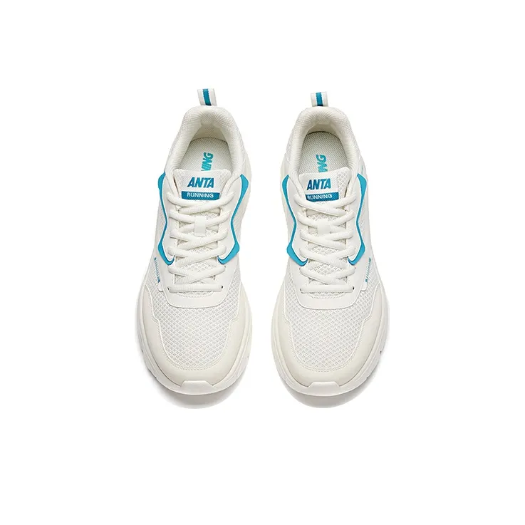Anta Cushioned Slip-Resistant Abrasion-Resistant Breathable Low-Top Running Shoes Men's White Blue-2