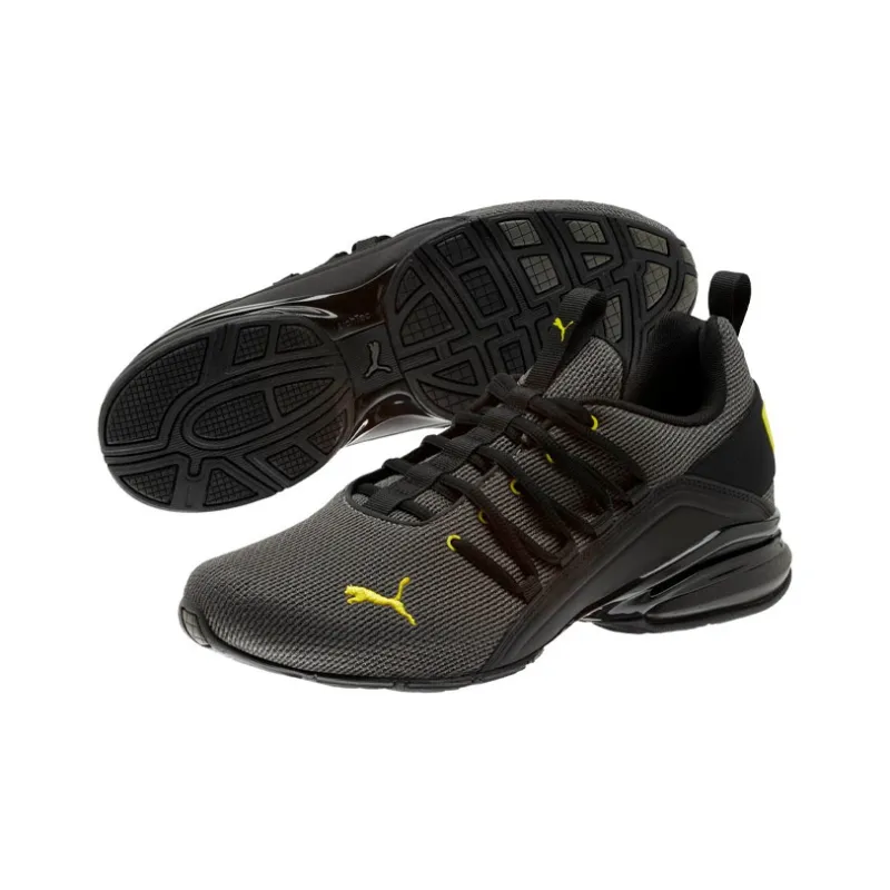 PUMA Axelion Cushioning Wear-Resistant Mid-Top Running Shoes Men's Gray Black-4