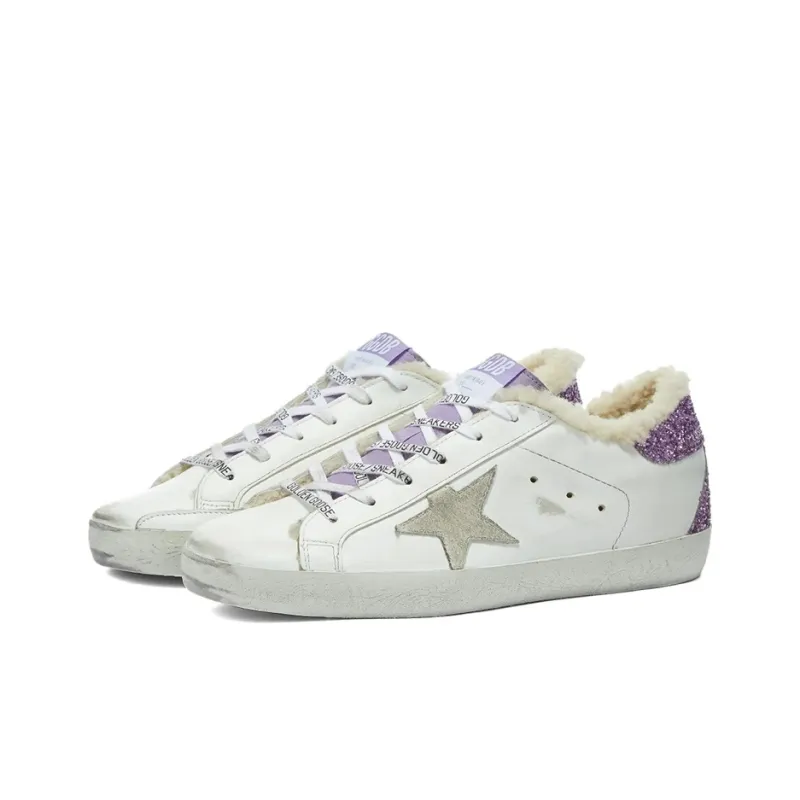 Golden Goose Super Star Brand Low Top Skateboard Shoes Women's Purple Sequins Tail-1