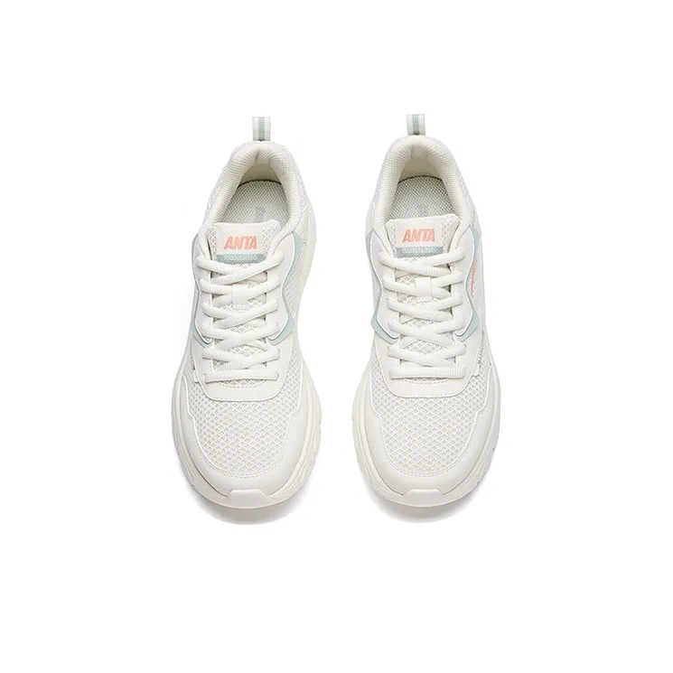 Anta Running Collection Cushioning Anti-Slip Wear-Resistant Breathability Low-Top Running Shoes Women's White Green-2