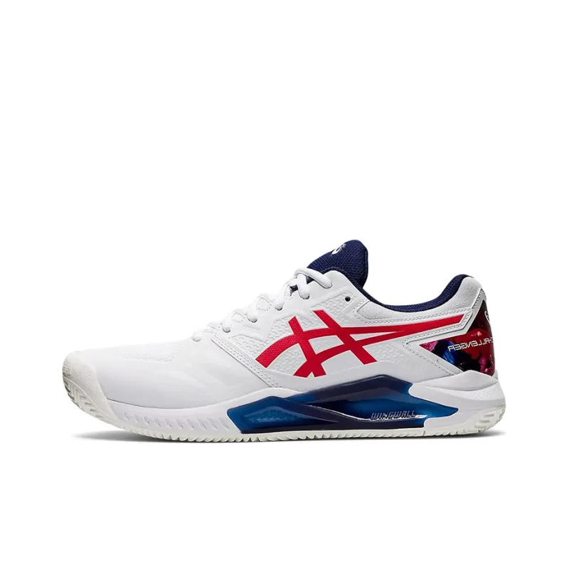 Asics Gel-Challenger 13 Cushioned Wear-Resistant Slip-Resistant Low-Top Running Shoes Men's White Red-0
