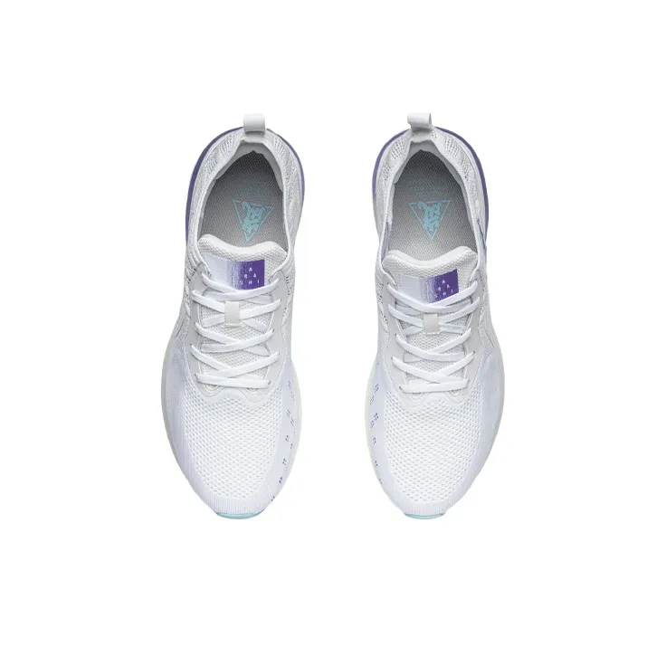 LiNing Lan Cushioning Anti Slip And Wear Resistant Low Top Running Shoes White Purple-3