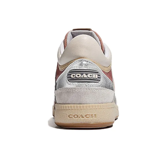 COACH CitySole Low Top Stylish Skateboarding Shoes Women's White Silver Pink-3