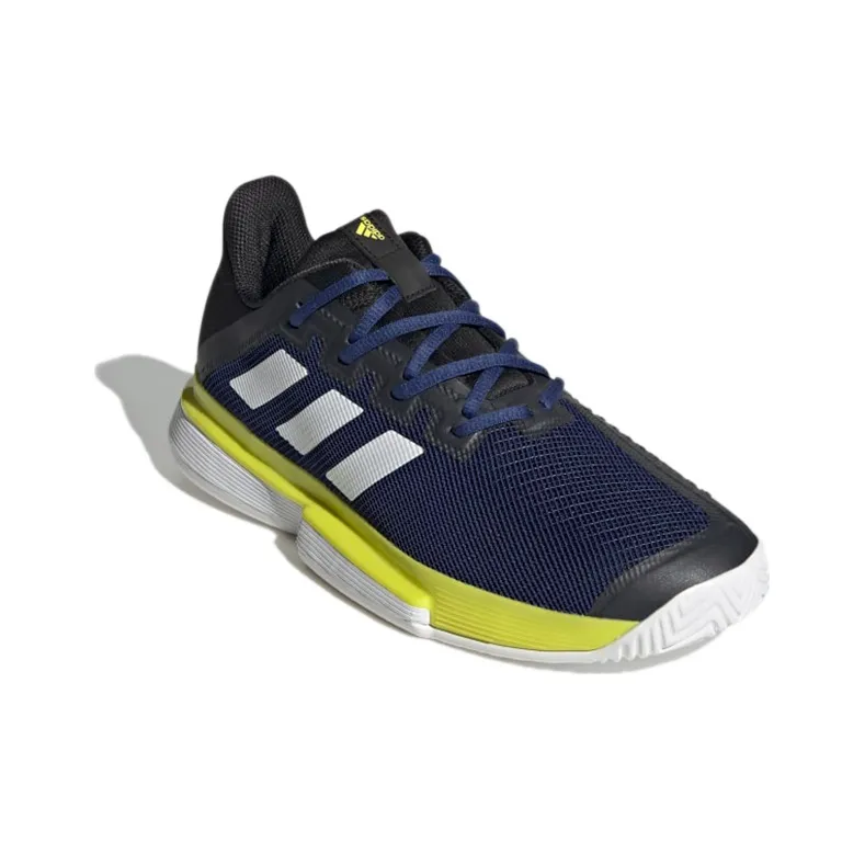 Adidas Solematch Bounce Tennis Shoes Men Low Top Blue/Black/Yellow-2