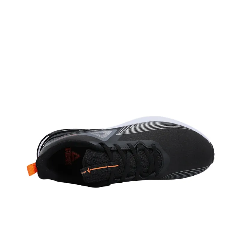 PEAK Leather Upper Cushioning Abrasion Resistant Breathable Slip Resistant Low Top Running Shoes Men's Black White-2