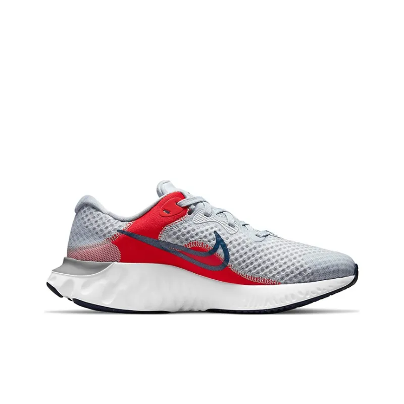 Nike Renew Run 2 Cushioning Anti-Slip Wear-Resistant Breathability Low-Top Running Shoes GS Gray Red-1