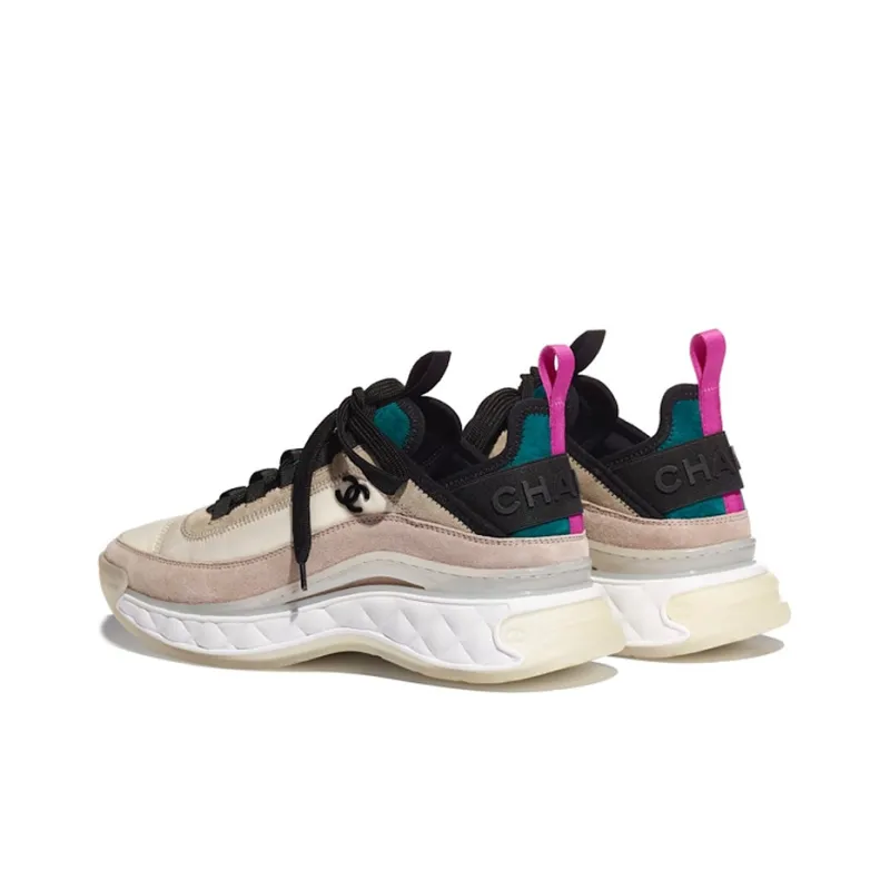 CHANEL Women's Velvet Calfskin & Mixed Fibers Sneaker 'Beige Pink' Women's-3