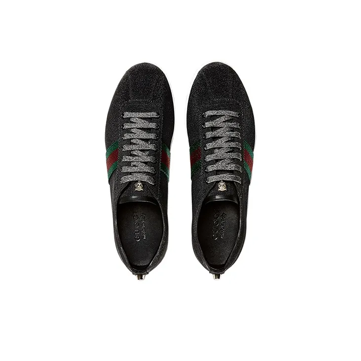 GUCCI Glitter Web Stud Low 'Black'-2