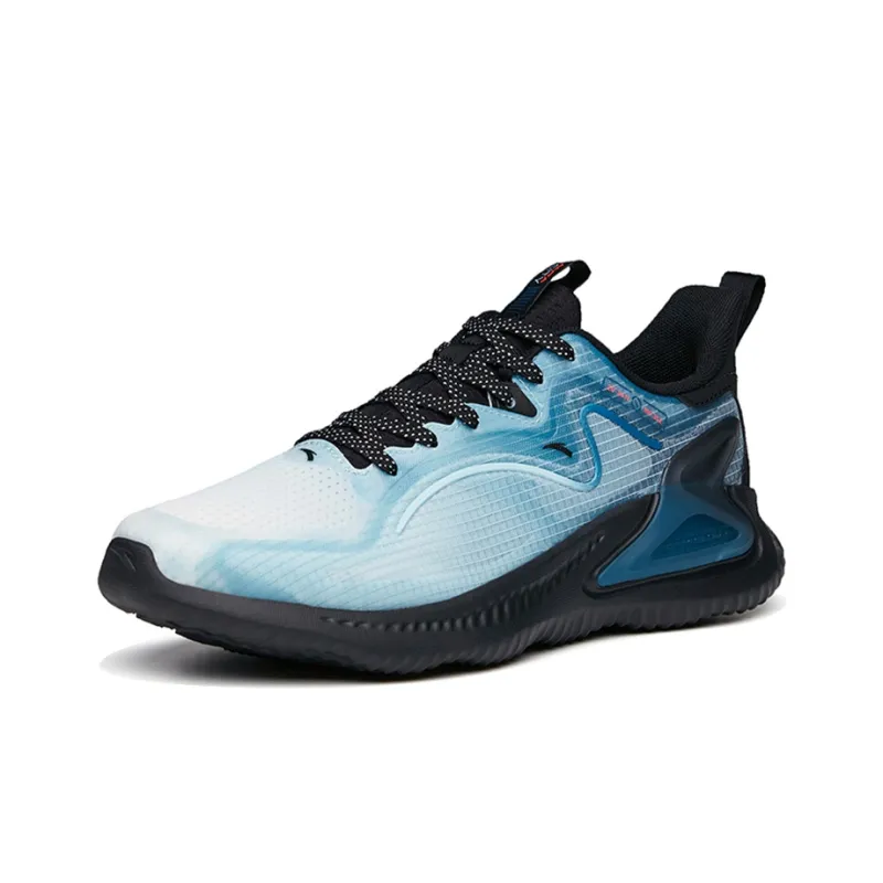Anta Running Collection Cushioned Slip Resistant Abrasion Resistant Low Top Running Shoes Men's Blue Black-1