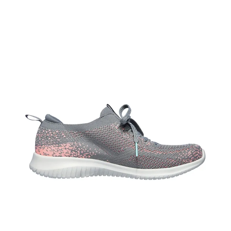 Skechers Ultra Flex 1.0 Twilight Twinkle Wear-Resistant Low-Top Casual Shoes Women's Gray Pink-1