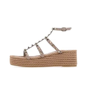 Valentino Rockstud Beach Sandals Women's Beige