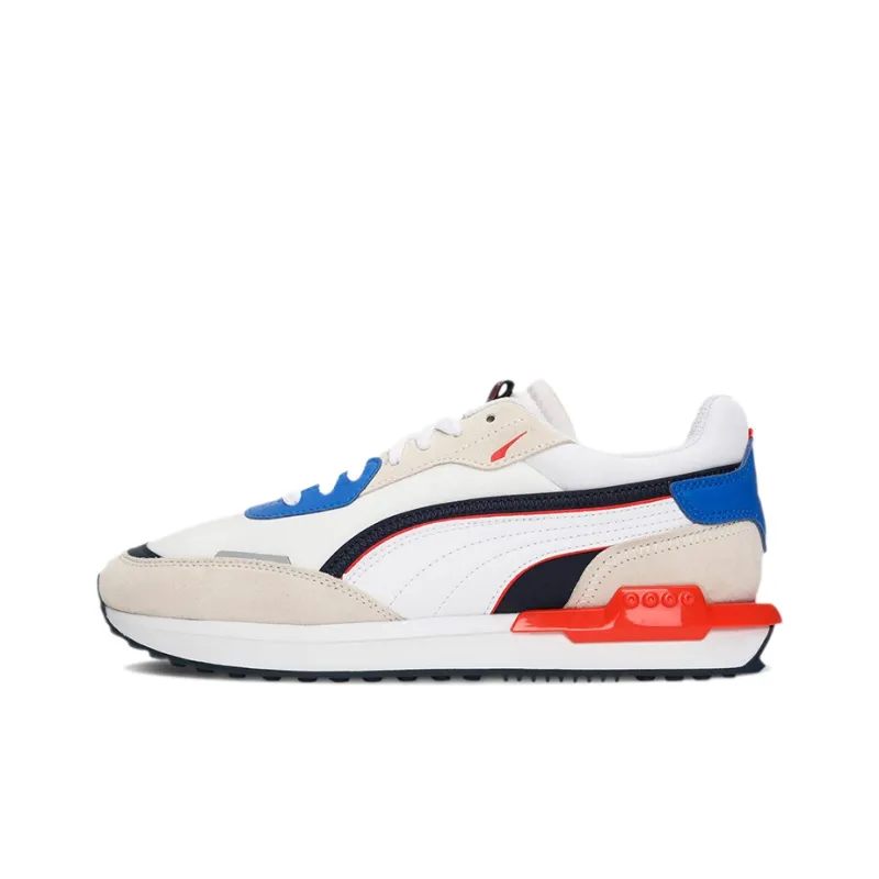 PUMA City Rider Wear-Resistant Slip-Resistant Cushioning Low-Top Casual Shoes Unisex Gray White Blue-0
