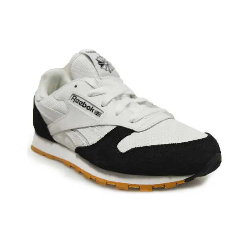 Reebok Classic Leather Durable Breathable Low Top Running Shoes Men's White Black-2