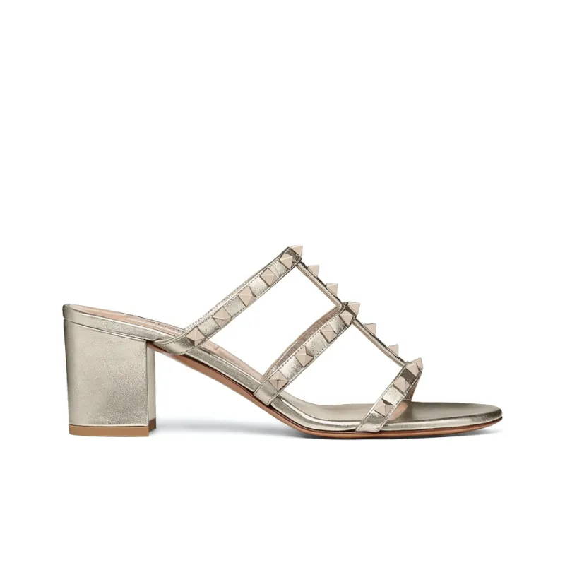 Valentino Rockstud Slide Slippers Women's Gold-1