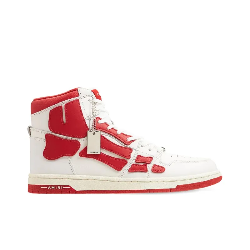 AMIRI Skel-Top Hi Bone Shoes Stylish Skateboarding Shoes Men's White Red-1