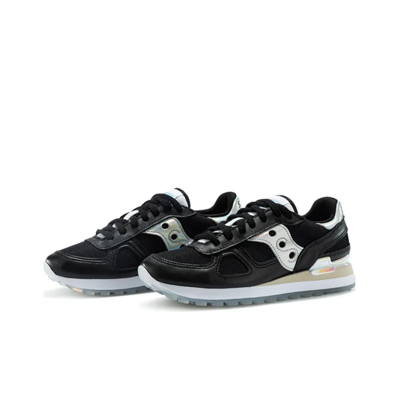 Saucony Cushioning Anti Slip Wear Resistant Breathability Low Top Running Shoes Women's Black Silver-2