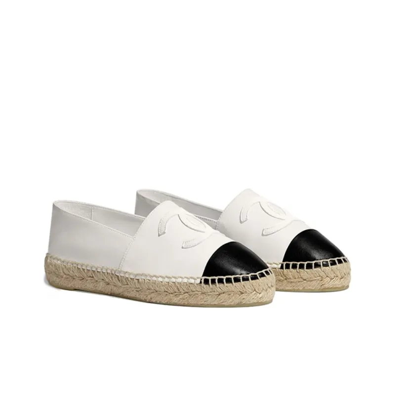 CHANEL Espadrilles Women's White Black-2