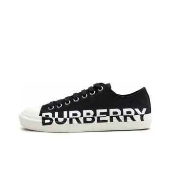 Burberry Logo Print Two Toned Sneakers 'Black Cotton White Sole'