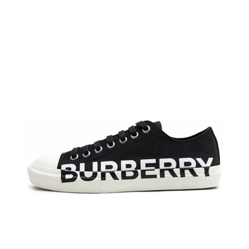 Burberry Logo Print Two Toned Sneakers 'Black Cotton White Sole'-0