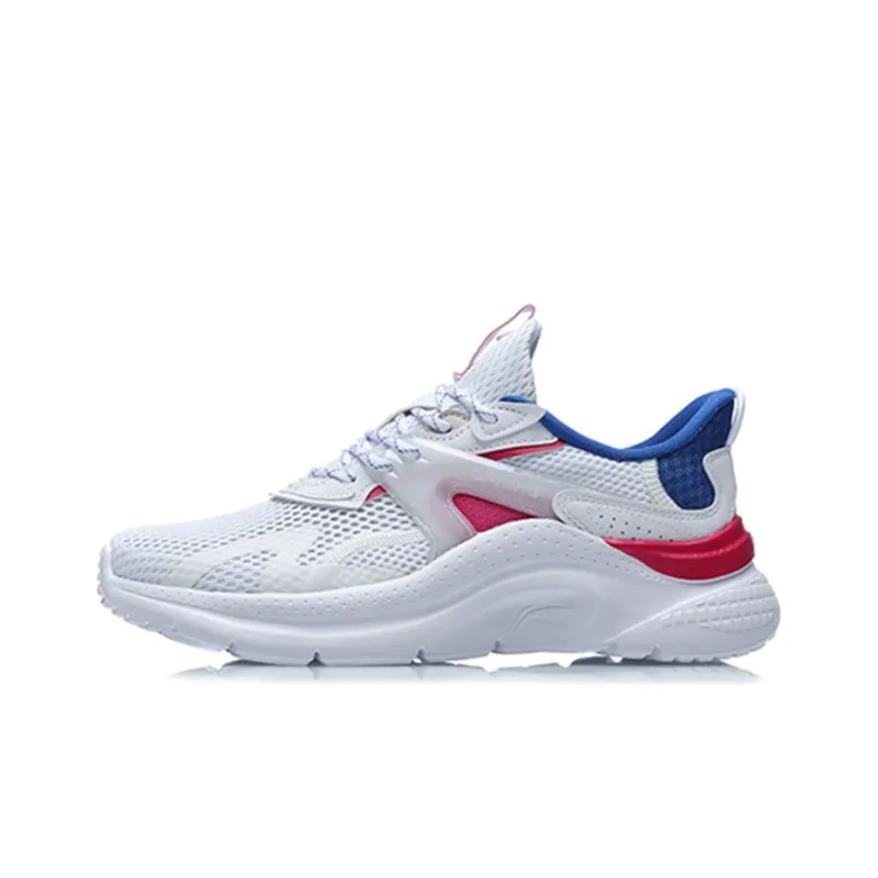 LiNing Liuyun Rebound Cushioning Lightweight Wear Resistant Slip Resistant Low Top Running Shoes Women's White Blue Red-0