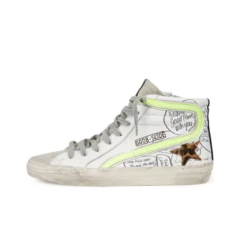 Golden Goose Slide High-Top Stylish Skateboarding Shoes Men's White