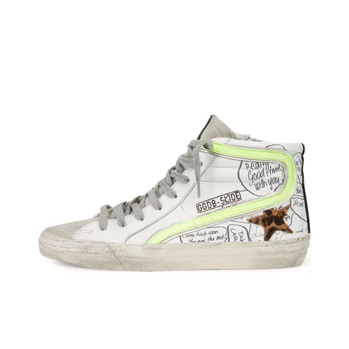 Golden Goose Slide Skateboard Shoes Men High-Top White