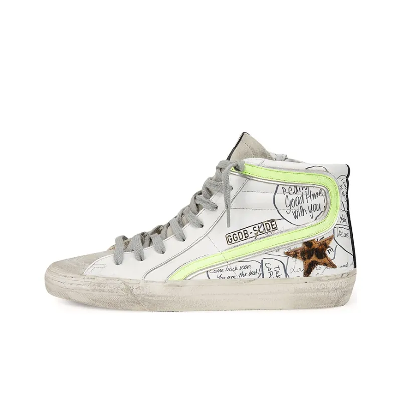 Golden Goose Slide High-Top Stylish Skateboarding Shoes Men's White-0