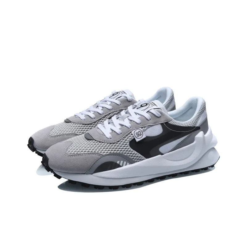 LiNing Cushioned Anti Slip Wear Resistant Breathable Lightweight Low Top Casual Running Shoes Men's Gray White Black-2