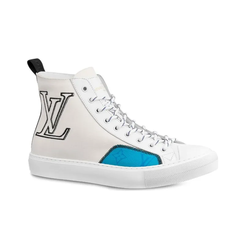 LOUIS VUITTON Tattoo Ankle Sneakers 'White Black With Blue Monogram'-1