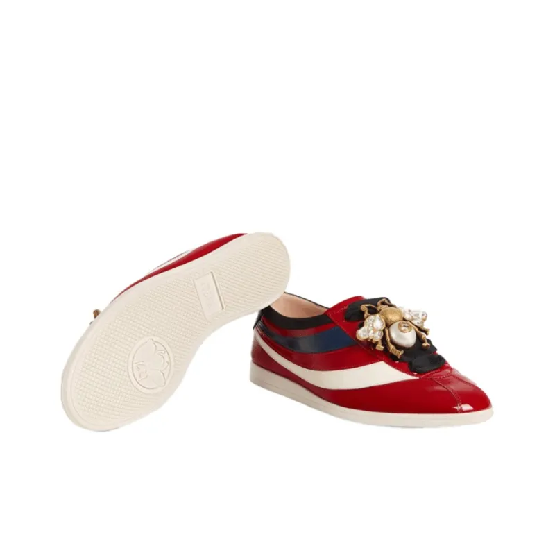 GUCCI Falacer Patent Leather Sneaker Red Vernice Crystal Women's-4