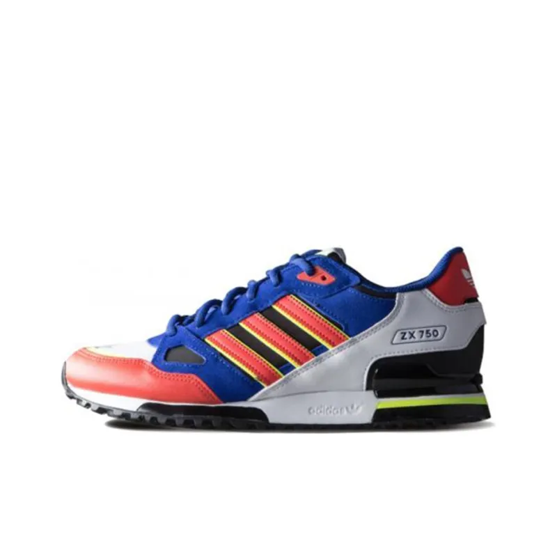 Adidas Originals ZX 750 Cushioned Wear Resistant Coverage Low Top Casual Shoes Men's Blue Red-0