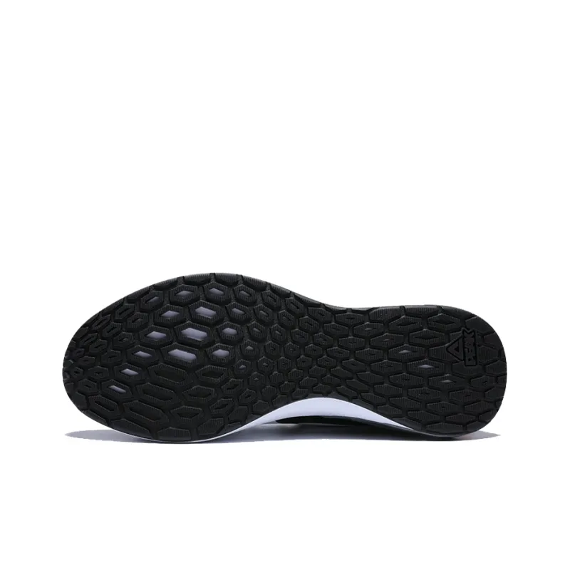 PEAK Leather Upper Cushioning Abrasion Resistant Breathable Slip Resistant Low Top Running Shoes Men's Black White-4