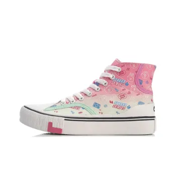 LINE FRIENDS x LiNing Wave Abrasion Resistant Coverage Slip Resistant High Top Canvas Shoes Women's Fuchsia