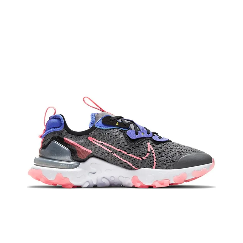 Nike React Vision Cushioned Slip-Resistant Low-Top Casual Running Shoes GS Gray Blue Pink-1