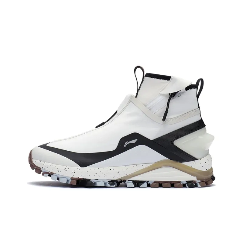 LiNing Ride The Wild Cushioning Slip Resistant Coverage High Top Running Shoes Men's White-0