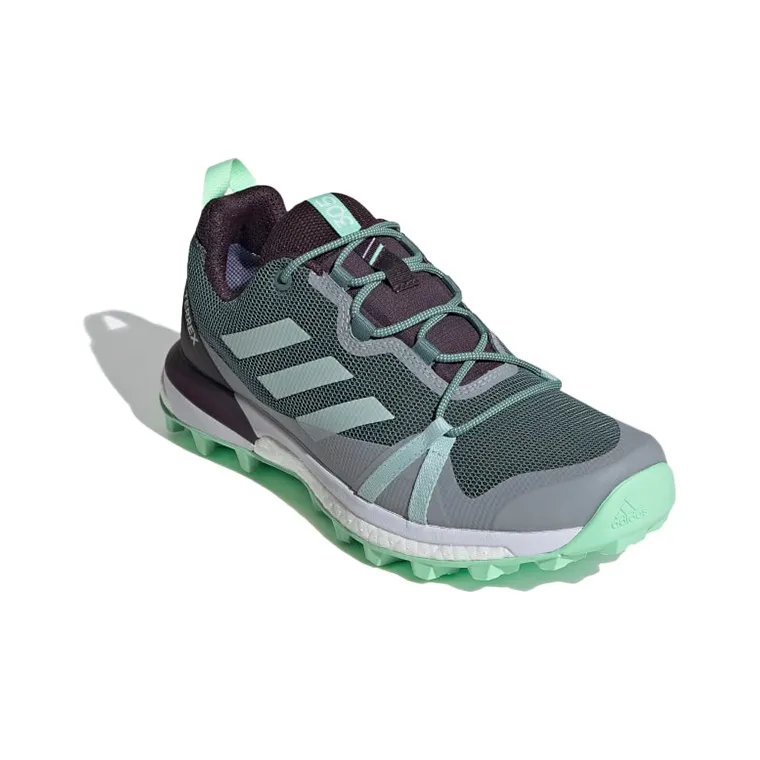 Adidas Terrex Skychaser Anti-Slip And Wear-Resistant Breathable Low-Top Trekking Shoes Women's Green Gray-2