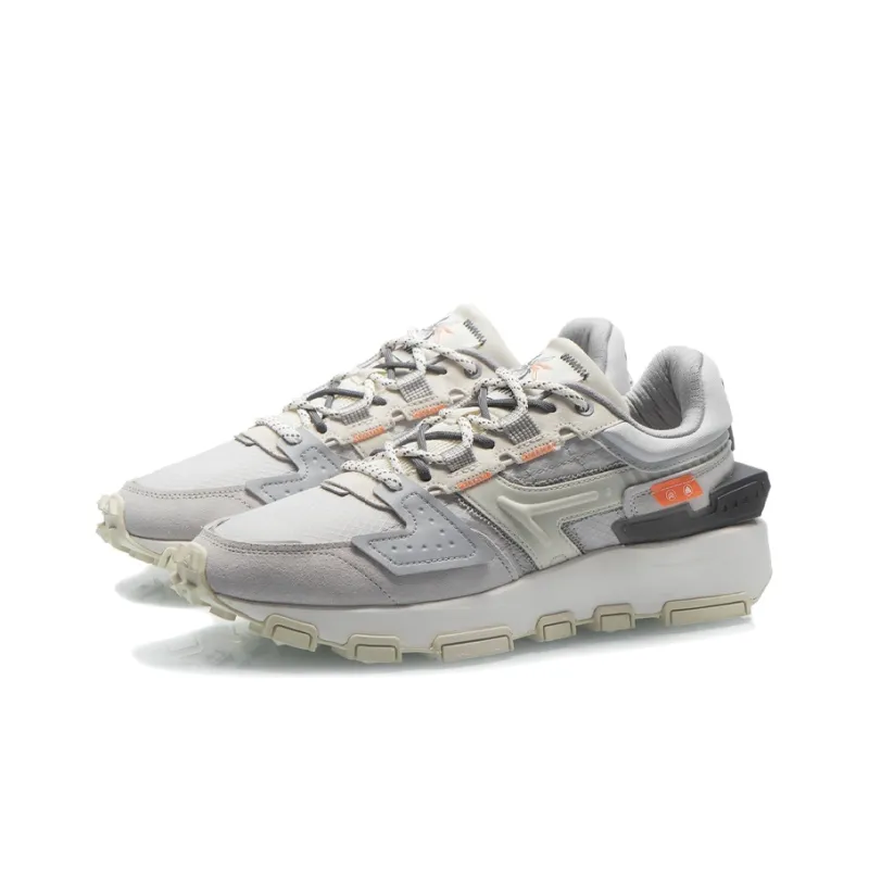 LiNing Cloud Sword Reflective Cushioned Slip Resistant Abrasion Resistant Low Top Running Shoes Gray Orange-2